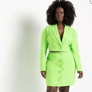 Eloquii Knee Length Cutout Neon Green Blazer Dress Size 18 NWT